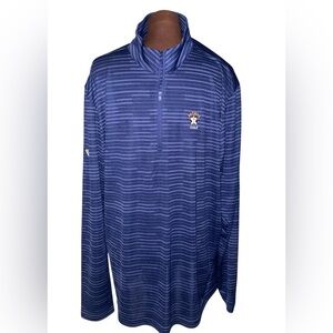 LEVELWEAR Blue Striped Houston Astros Golf Long Sleeve 1/4 Zip Pullover Shirt 2X